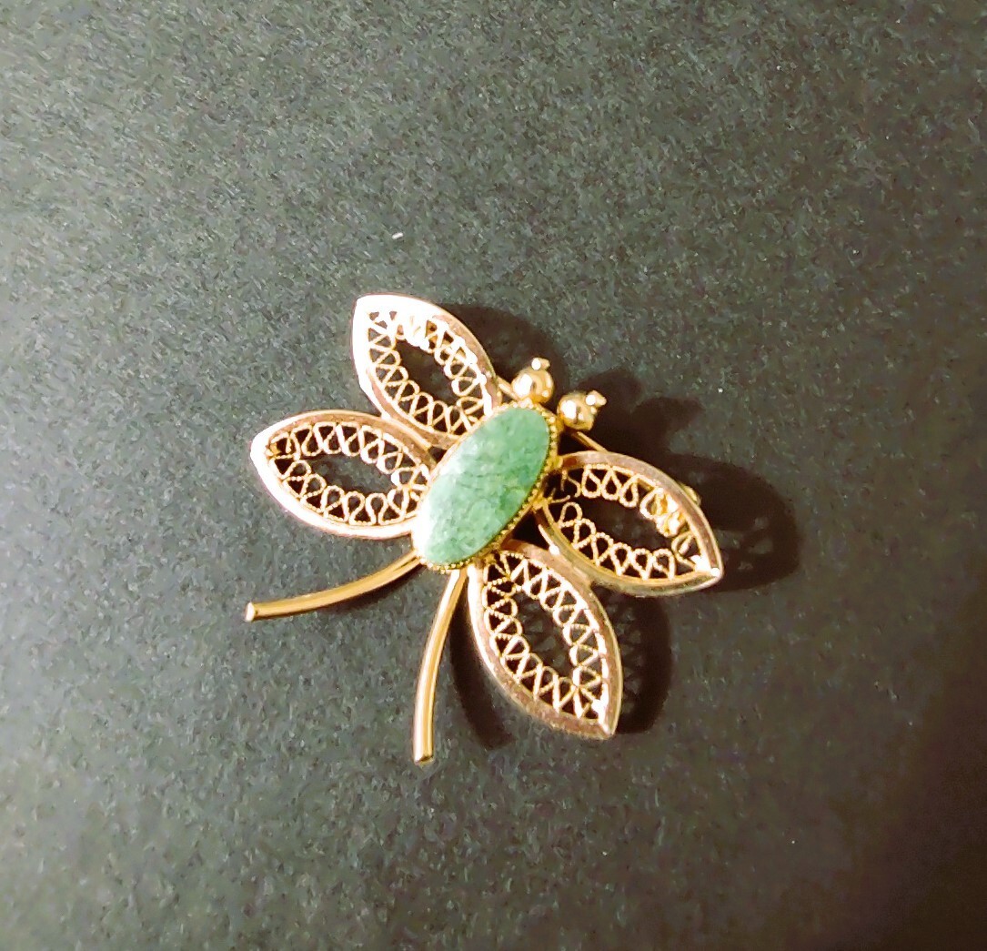 BUTTERFLY PIN CHRYSOPHASE 12k Gold Filled Unmarked Beautiful Delicate VIDEO