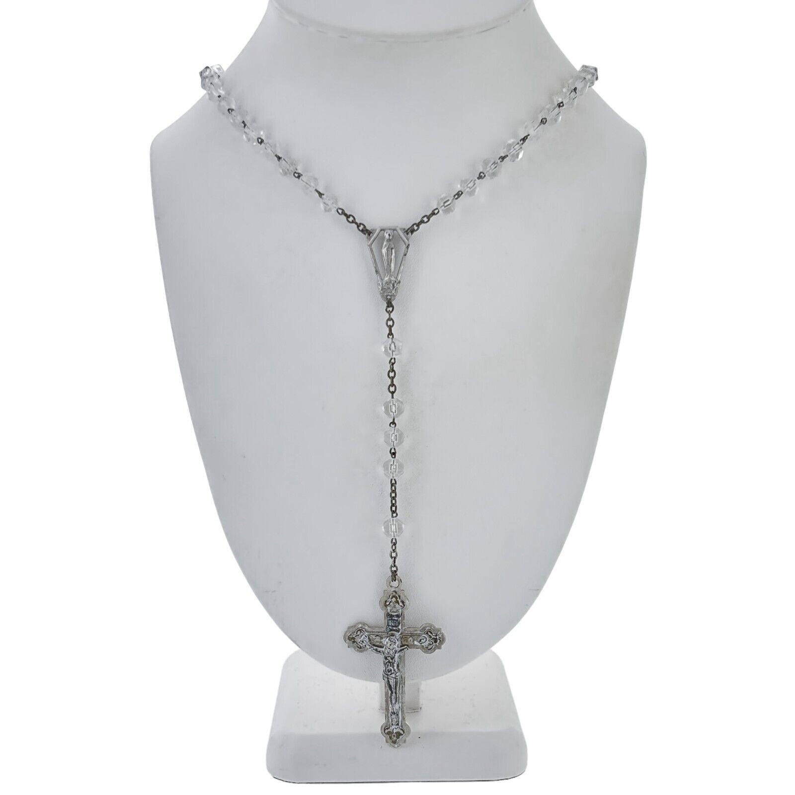 Vintage INRI Italy Sterling Silver 925 | Crystal Beaded Crucifix Rosary