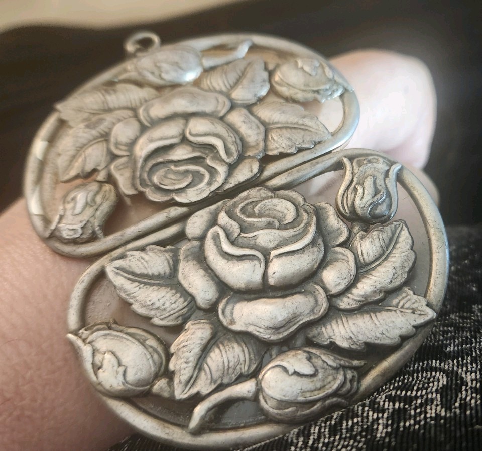 Antique Sterling Silver Angel Top And Buckle Pendant Signed 49 gr