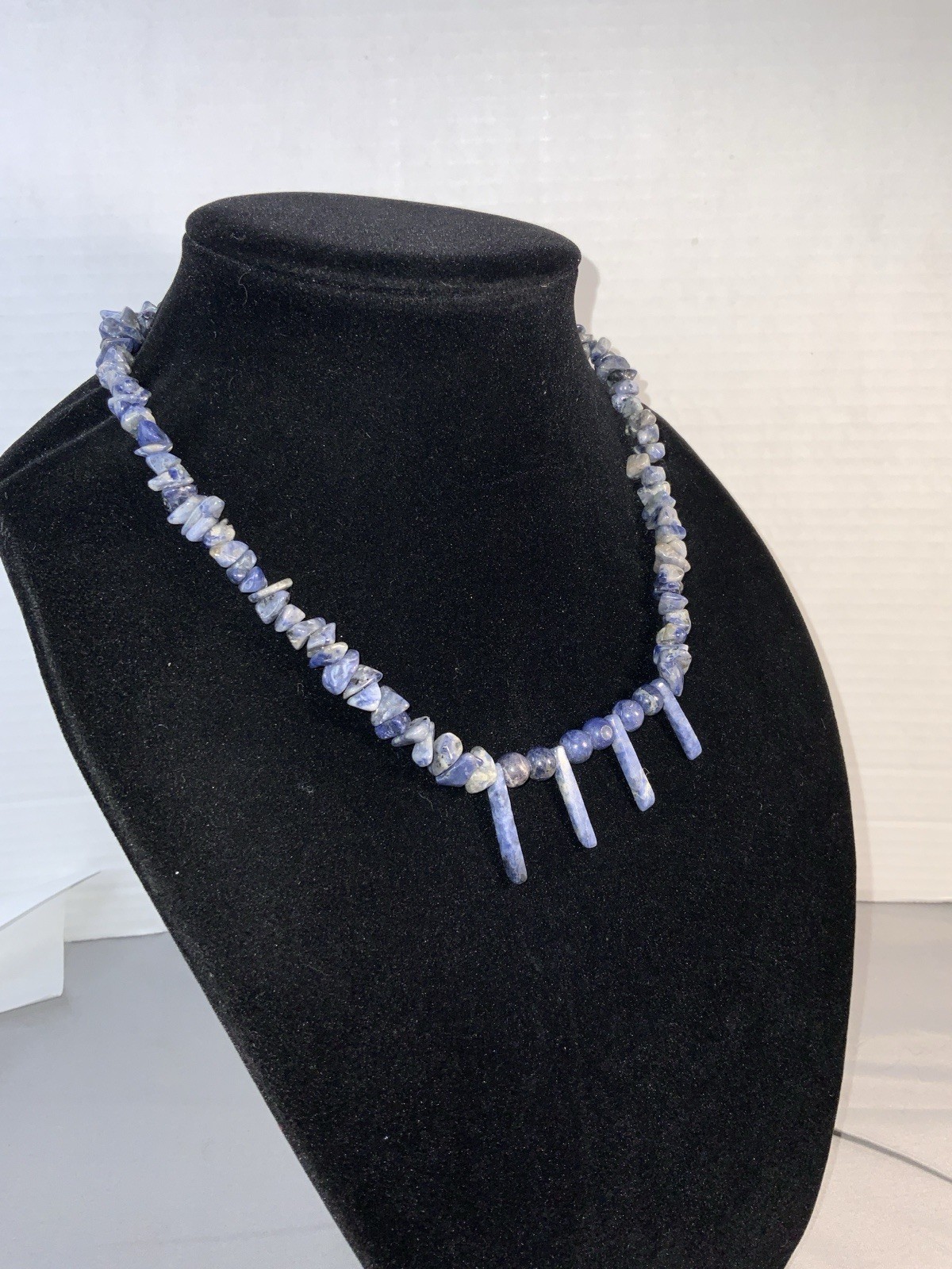 Vintage Natural Kyanite Tribal Style Necklace 18” Fish Hook Clasp