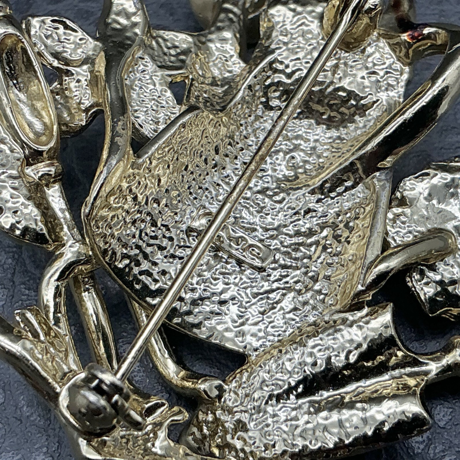 Vintage AJC Brooch Gardening Tools Flowers Watering Can Gold Tone 2 Inch Pin