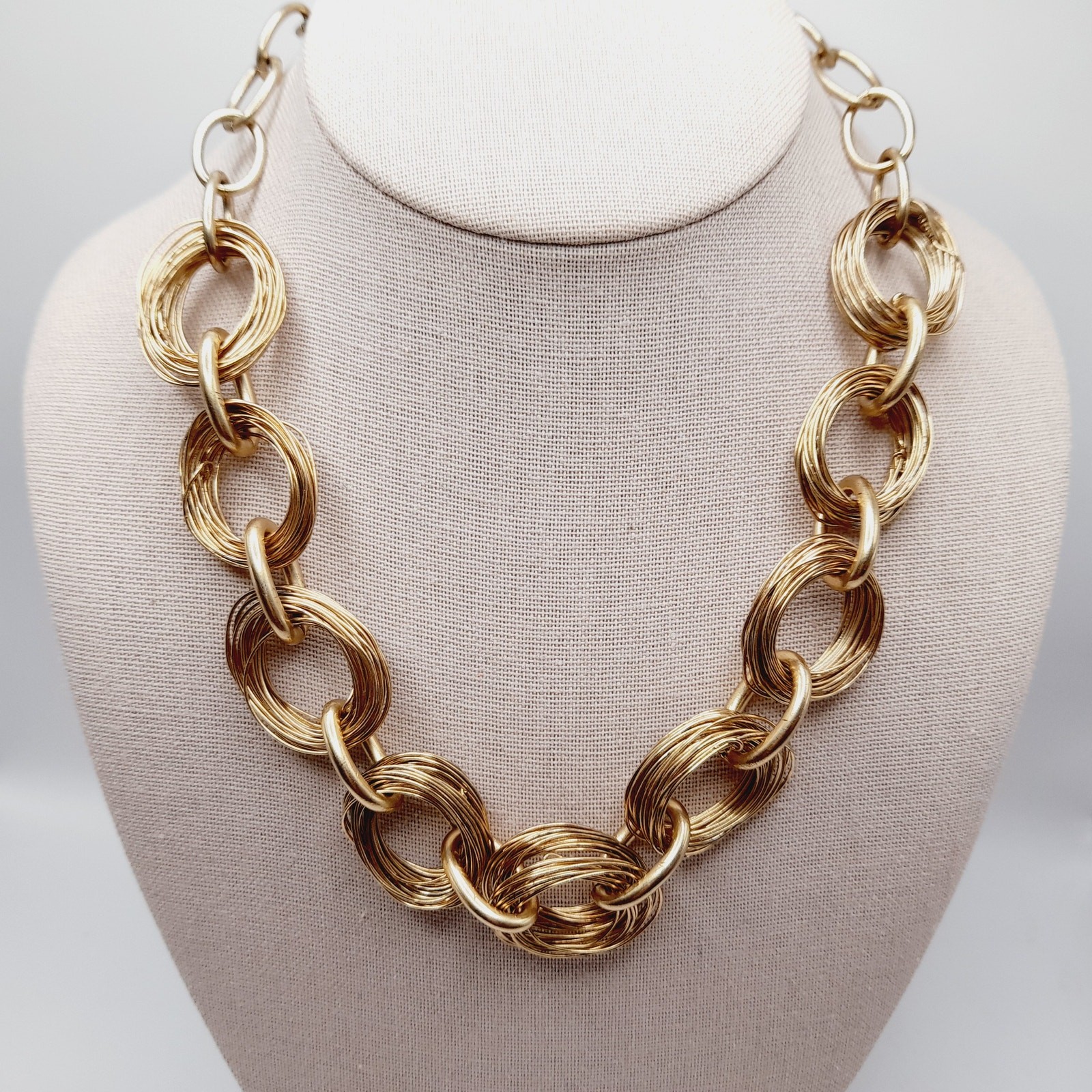 Sigrid Olsen Gold Tone Necklace Chunky Wire Wrap Link 19 Inch
