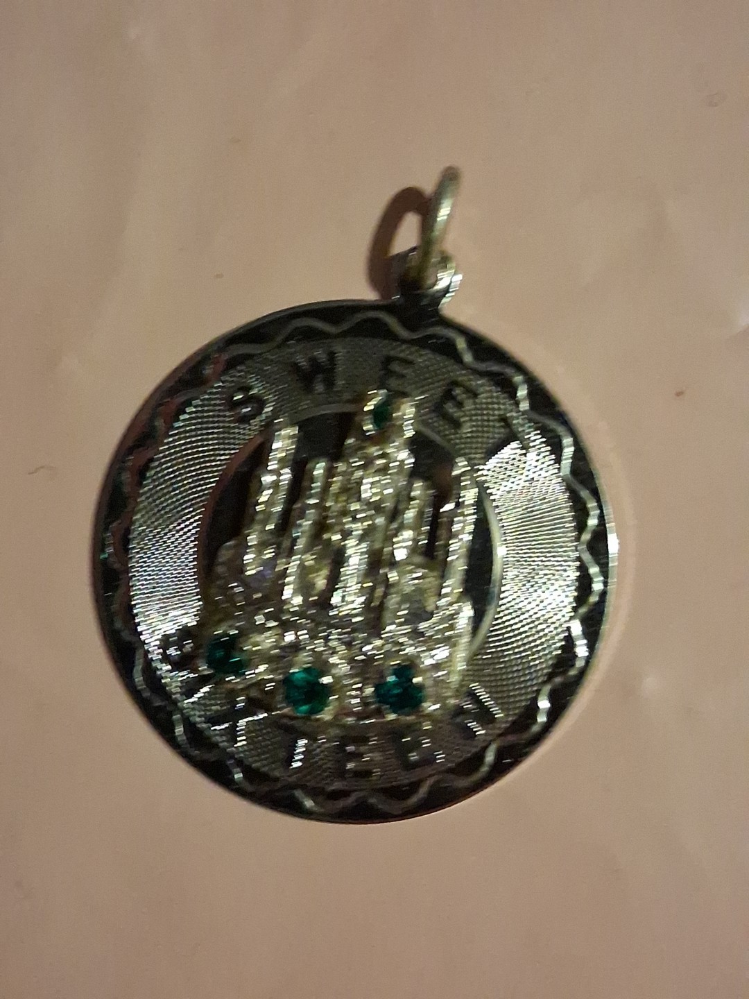 Vintage 70s Charm for Birthday Sterling Silver Sweet 16 May Birthstone Emerald