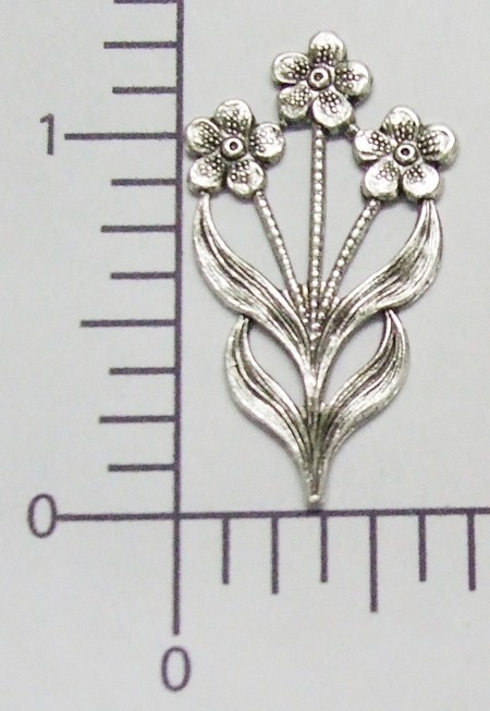 30814 – 2 Pc Victorian Floral Jewelry Finding Matte Silver Oxidized