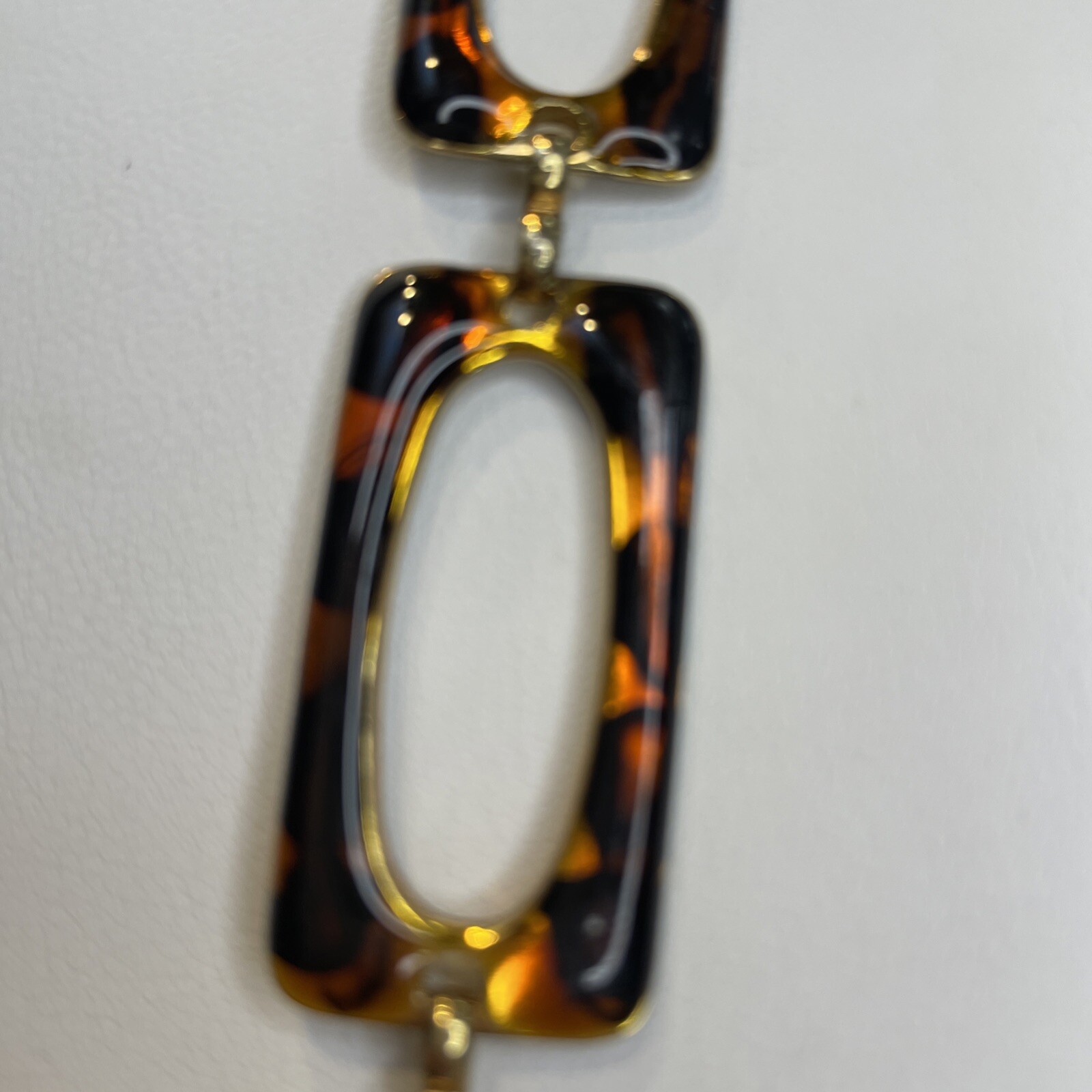 Vintage Faux Tortoiseshell Open Lozenge Gold Tone Belt Necklace