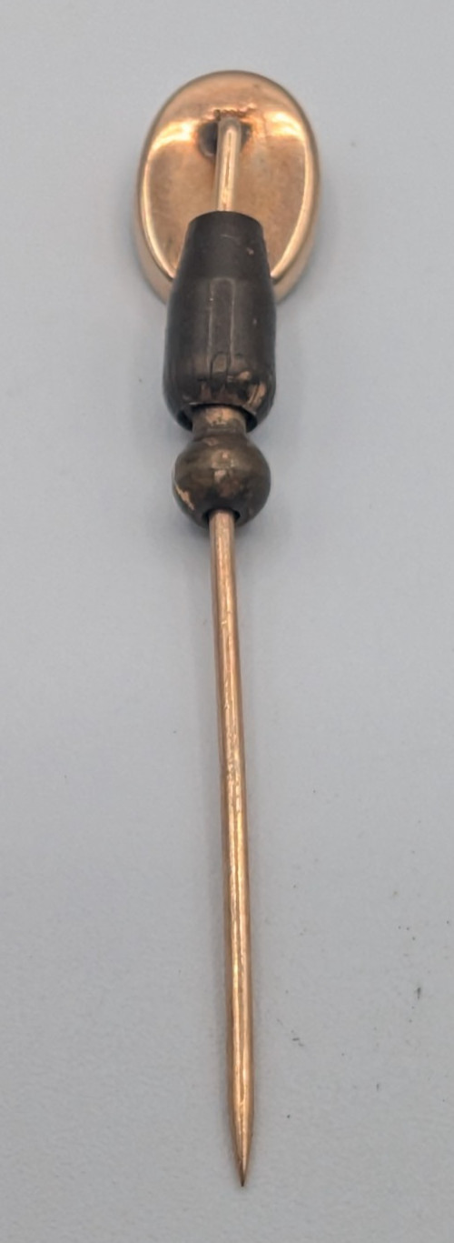 Antique 10K Yellow Gold Marcasite Stickpin with HOLD-ON Patent Safety Clutch