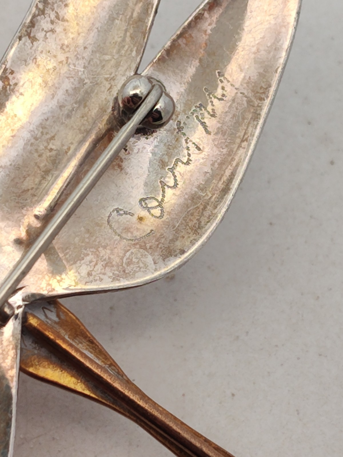 Lot of 2 “Courtney” Sterling Silver Hand Crafted Dragonfly Pins w/ Brass Bodies