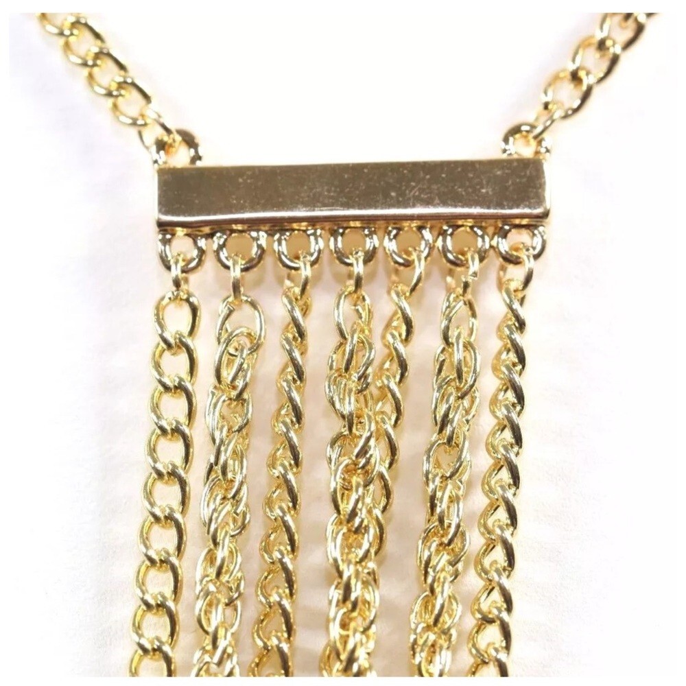 Long Gold layered Fringe Necklace