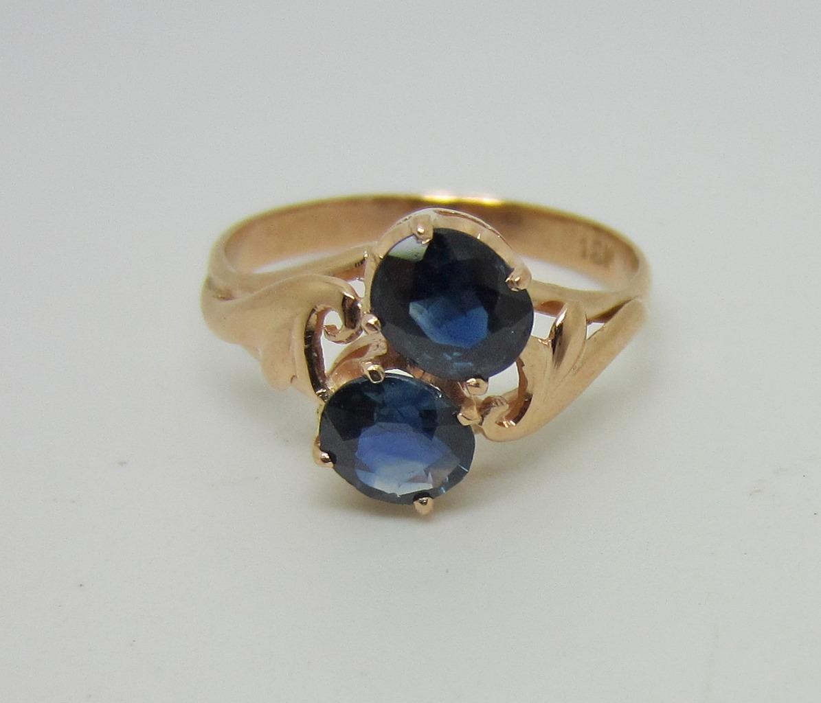 Vintage Solid 18K Rose Gold Natural Blue Sapphire Ring Size 6.75 – LB3660