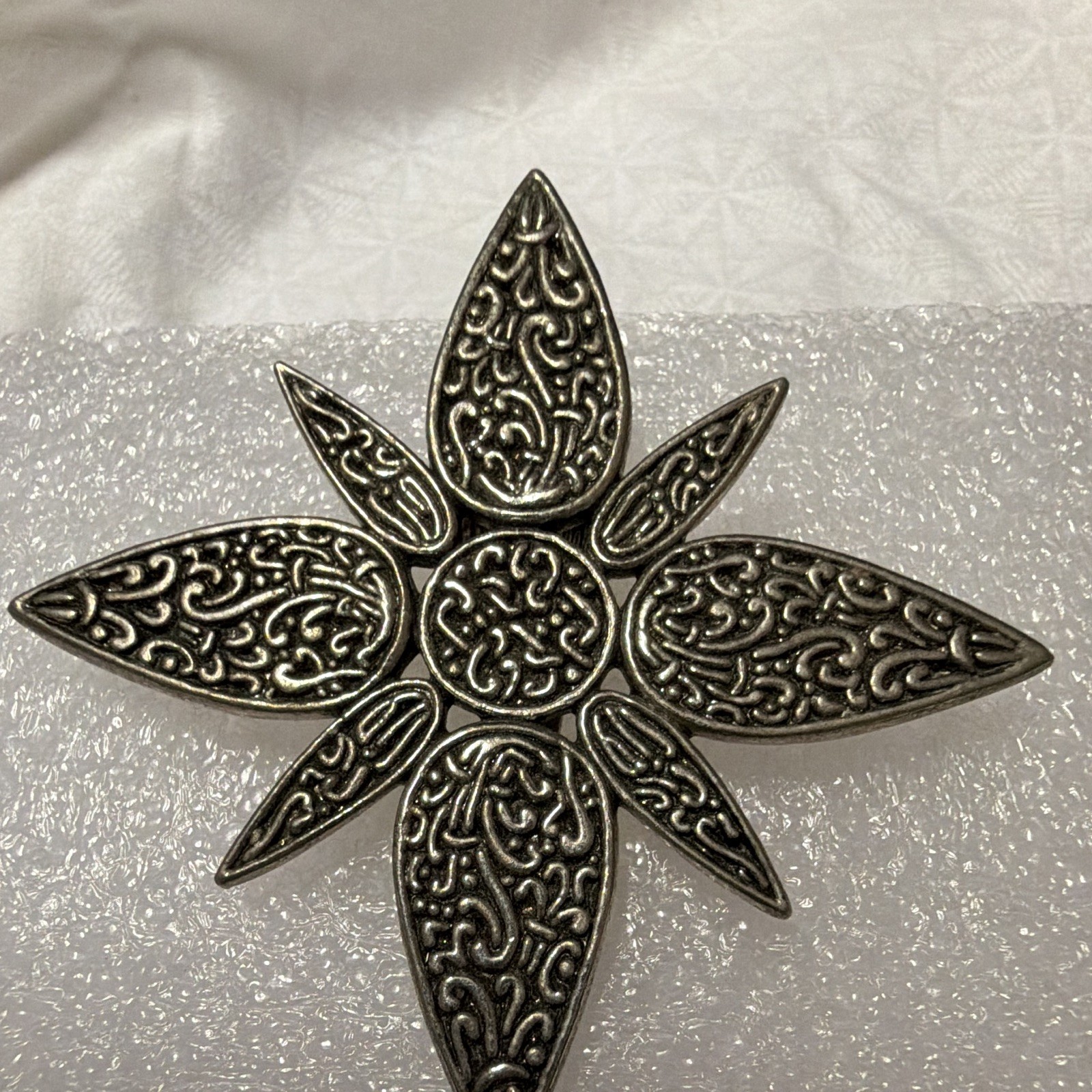 Vintage Signed John Hardy Starburst Bali Star Silver Tone Scarf Dress Clip