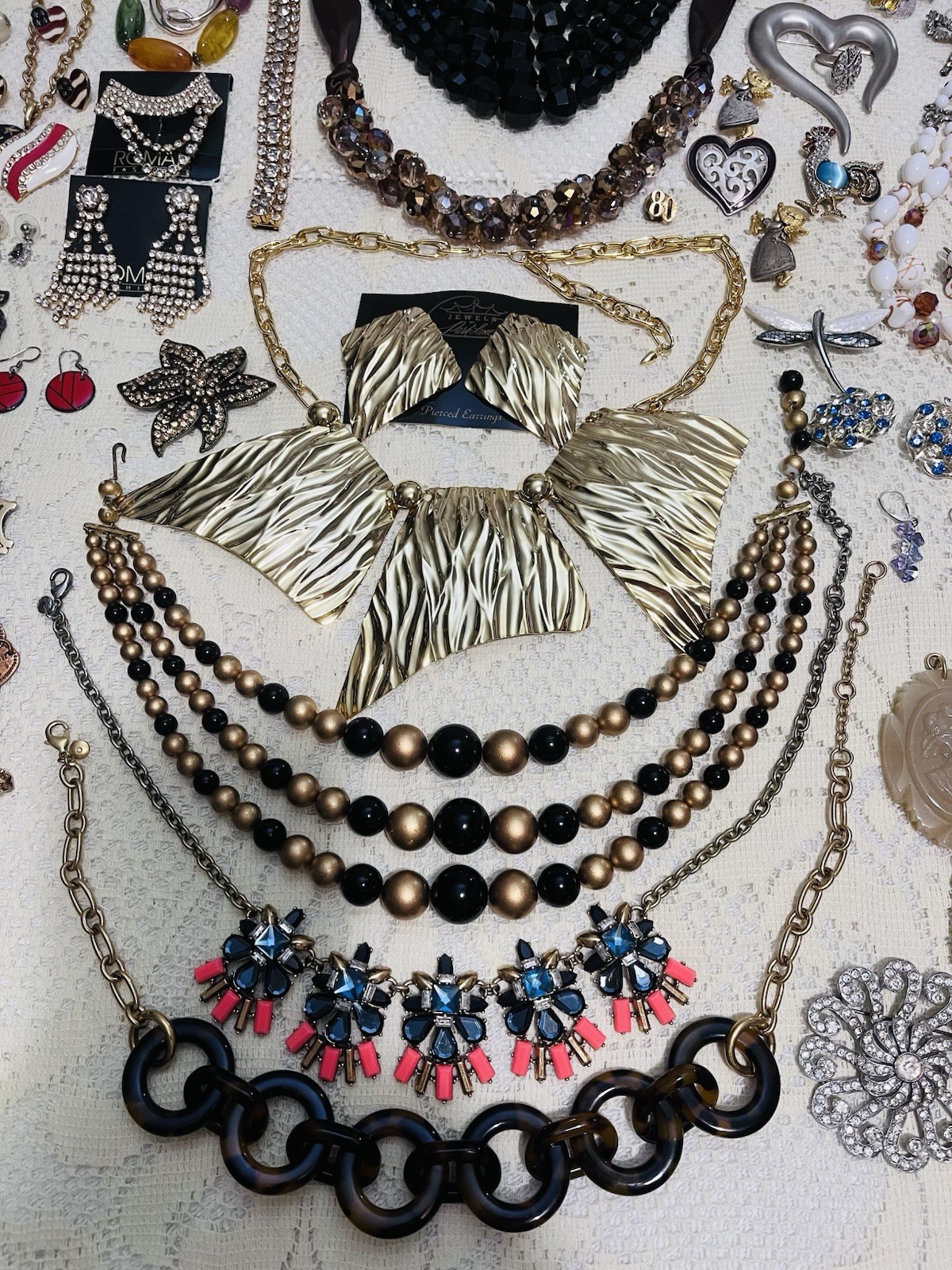 Mixed Lot Vintage Costume Rhinestone Jewelry Mod Retro Trifari Monet Renior