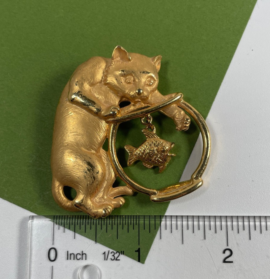 Vintage Brooch Pin JJ Cat Fishbowl, Hot Air Balloon, Cow, Carousel Horse Lot 4