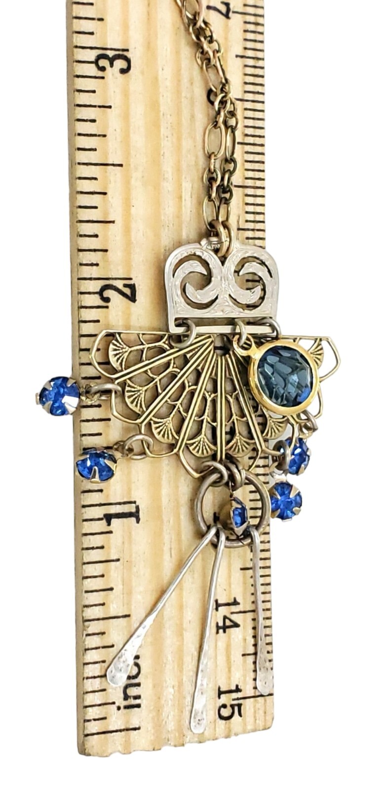 Hadley Antique Art Deco 14K GF 925 Handmade Austrian Crystal Tassel Necklace 18″