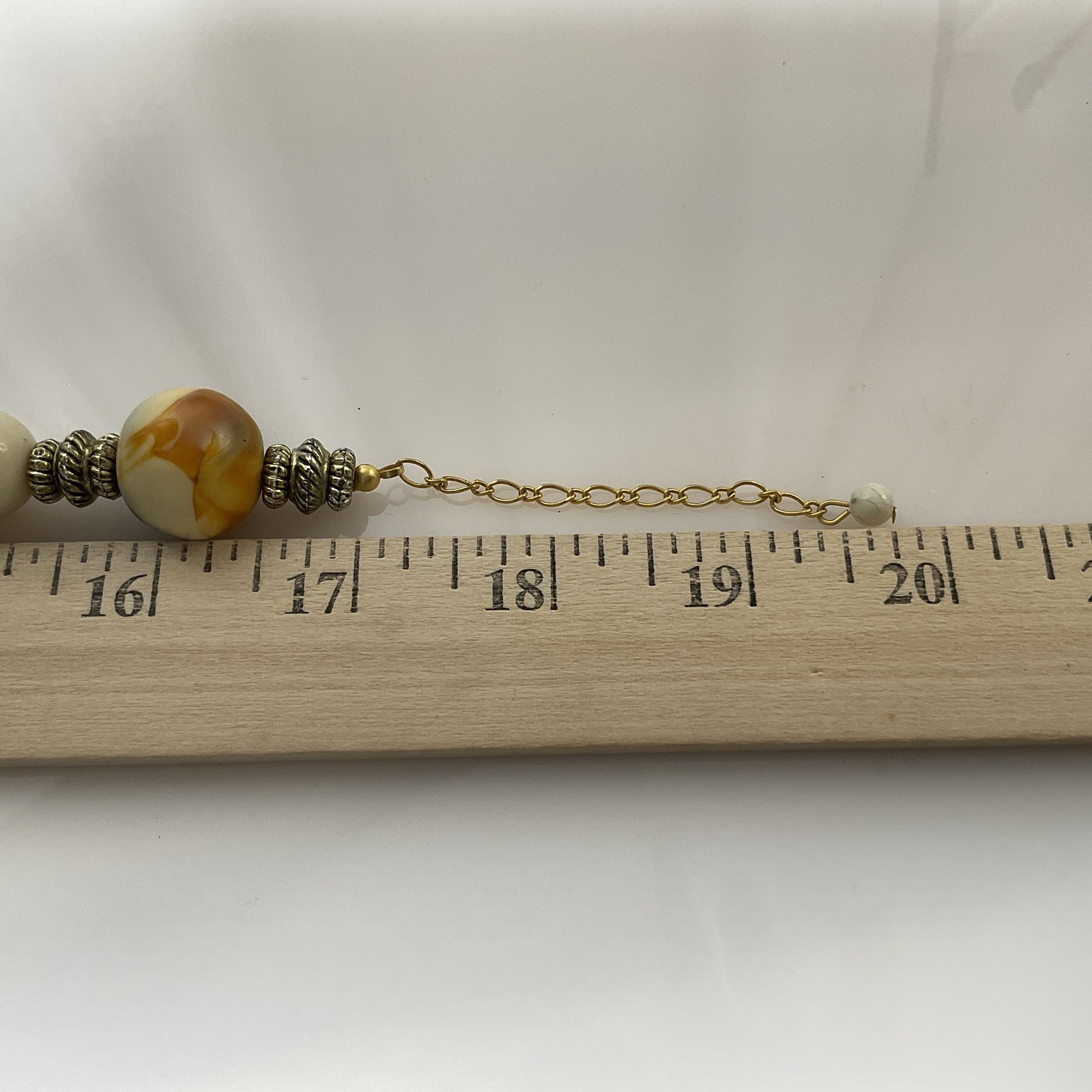 Vintage Chunky Beaded Necklace Resin Faux Amber & Faux Bone Boho Tribal 17-18”
