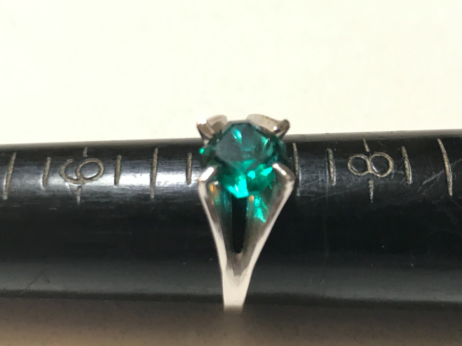 Vintage Stamped Sterling Silver & Sim. Emerald Ring Sz 7 Vargas May Birthstone
