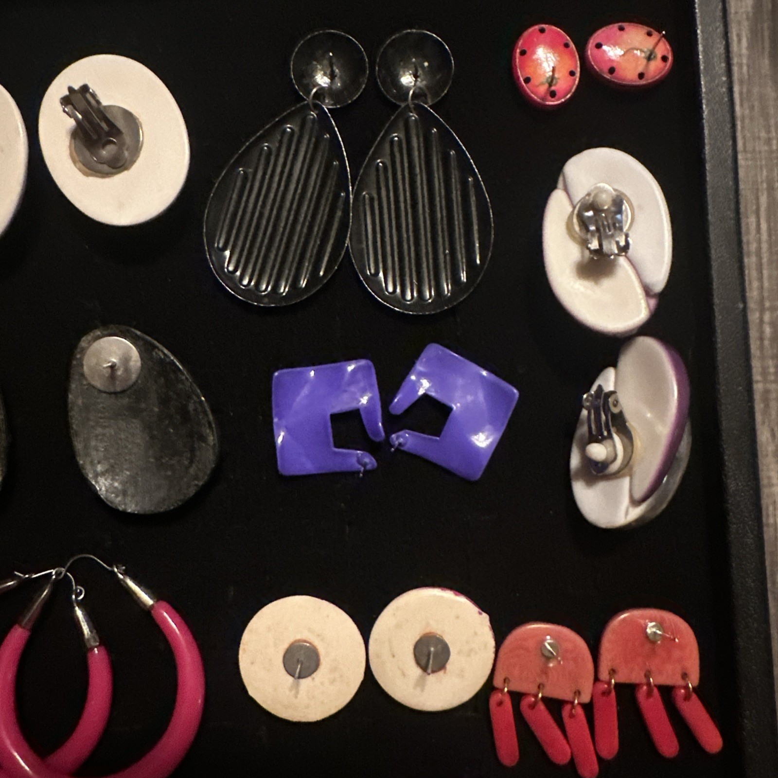 Vintage Costume Jewelry Lot Chunky Bold 80s Earrings Colorful Pop Retro Bold 1