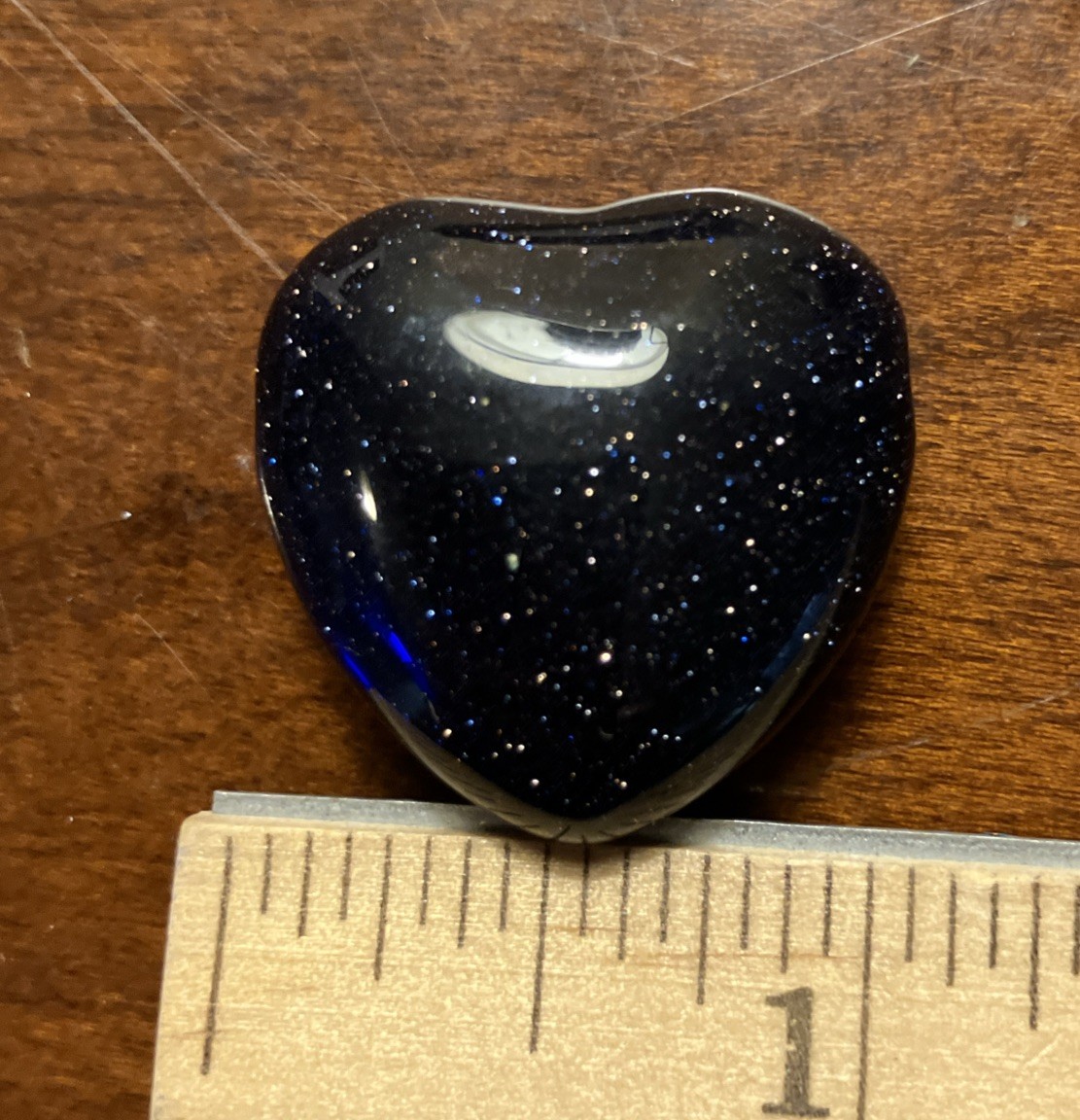 Heart Shaped Pendant Goldstone Dark Blue Sparkling Silica Glass