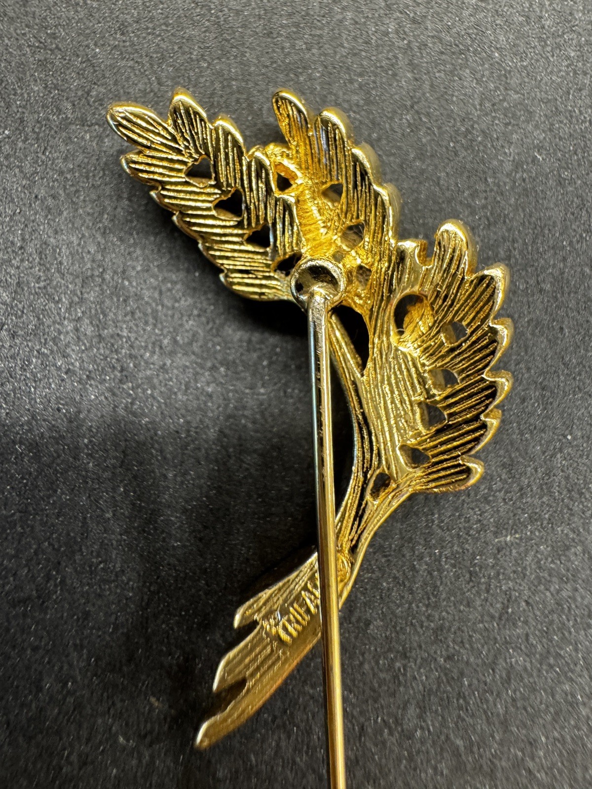 Vintage Crown signed Trifari Wheat Stick Pin – Gold Tone Lapel Pin.