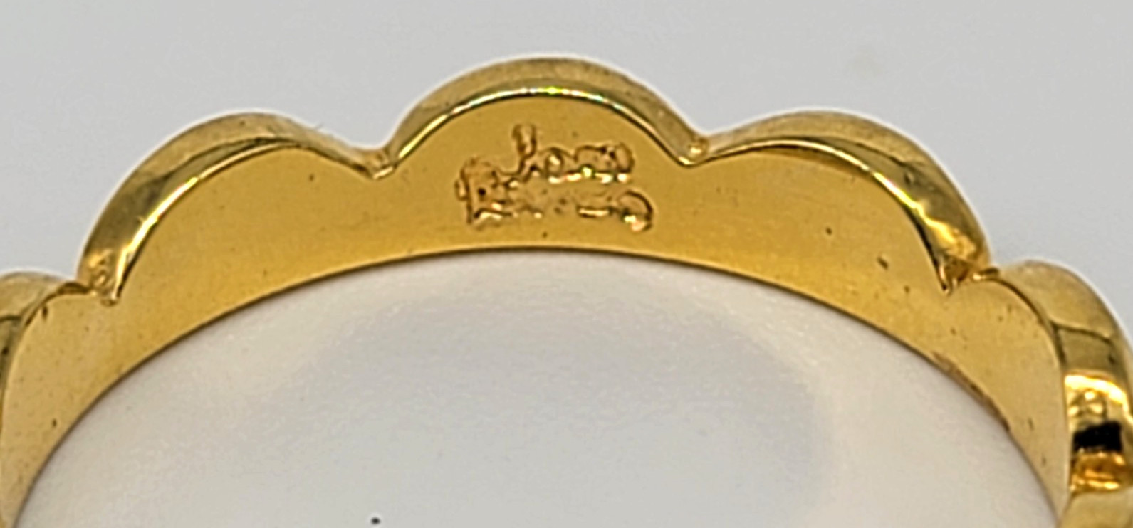 Gold Tone Ring Set Lot of 2 Size 5 Black Enamel Band Stackable Toe Rings Shiny!