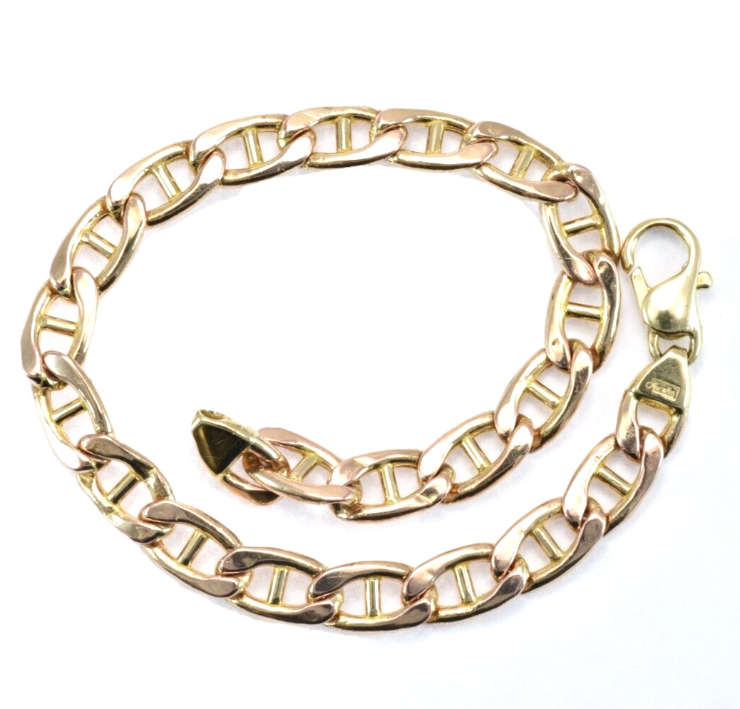 14k Yellow Gold Anchor Mariner Link Bracelet by Aurafin Heavy Hollow Link