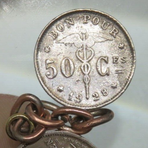 Antique 5 Centimes 1900’s Belgium Coin Chain Link Bracelet Lot 2301 lisasfinds