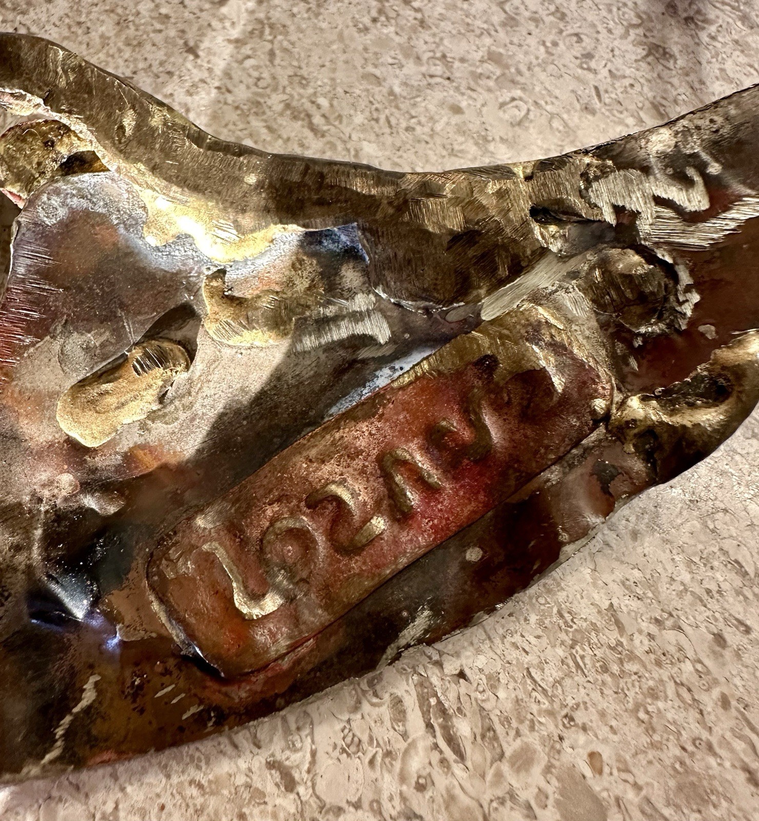 Vintage Armando Lozano The Kiss Bronze Brutalist Necklace Mexican Modernist Art