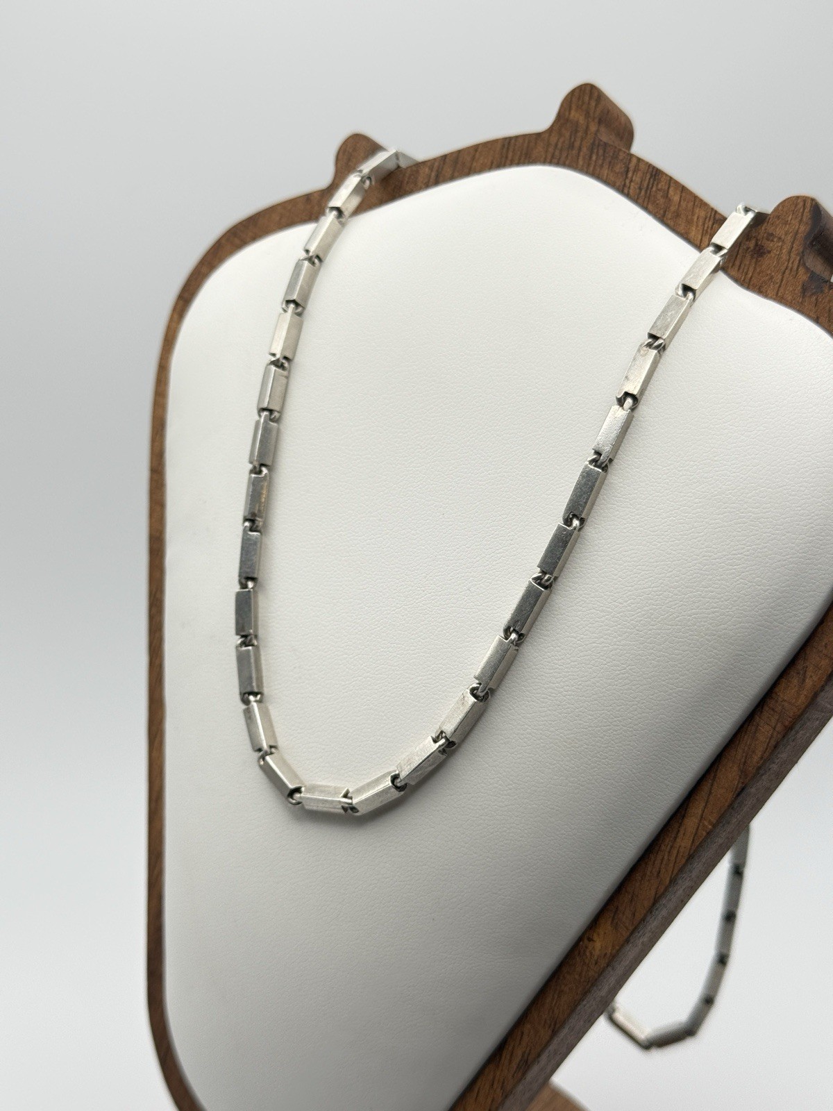 Vintage Heavy 925 Sterling Silver Modernist Bar Link Chain Necklace, 25 inch 33g