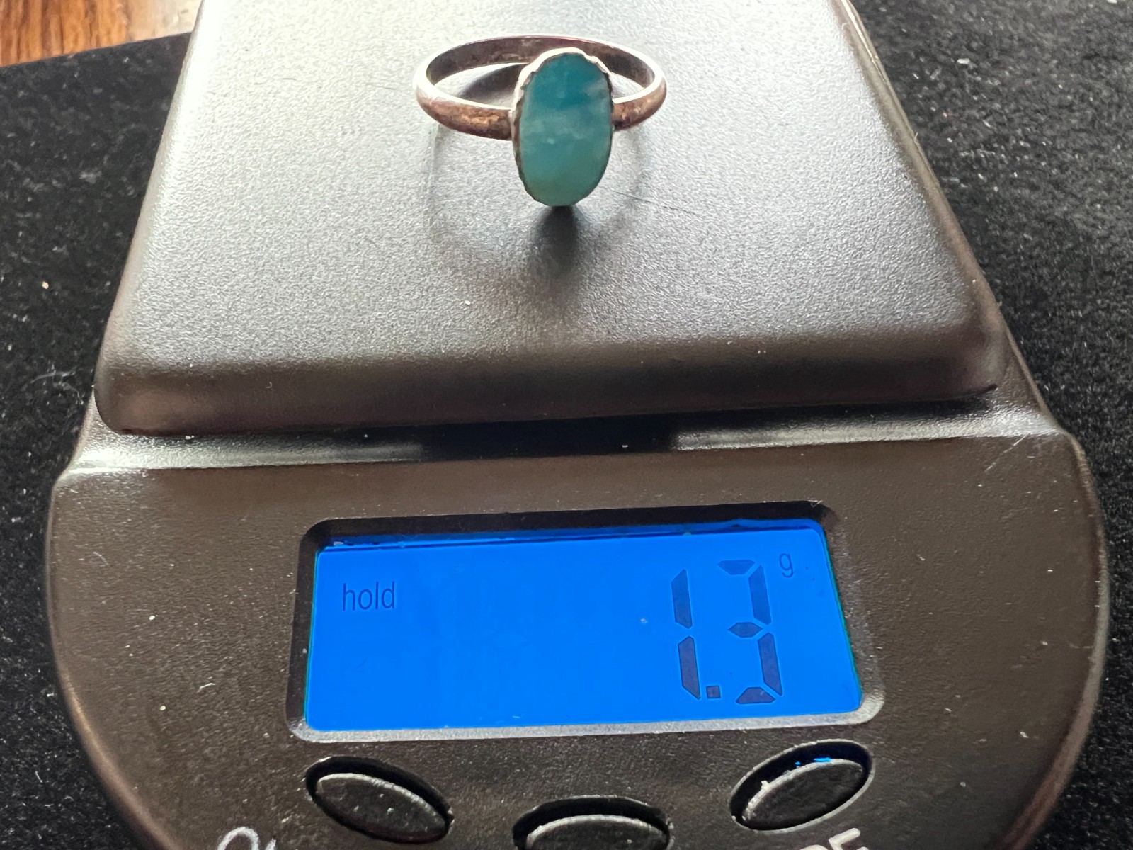Vintage Sterling Silver 925 South Western Small Oval Turquoise Ring Size 6