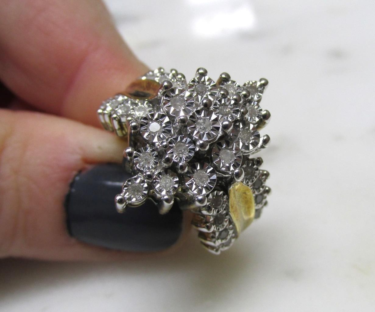 Women’s .35ctw Diamond Gold Plated Sterling Silver Cocktail Ring ~ 10g ~ 3-K198