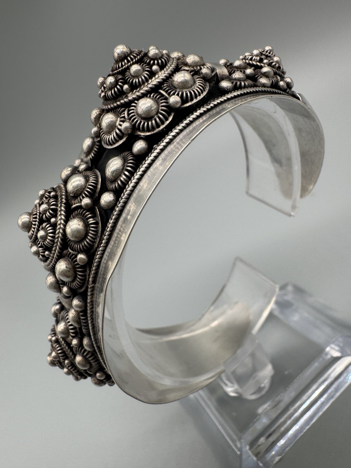 Vintage Antique Signed 980 Silver Wide 45mm Cuff Bracelet 6.5” Handmade