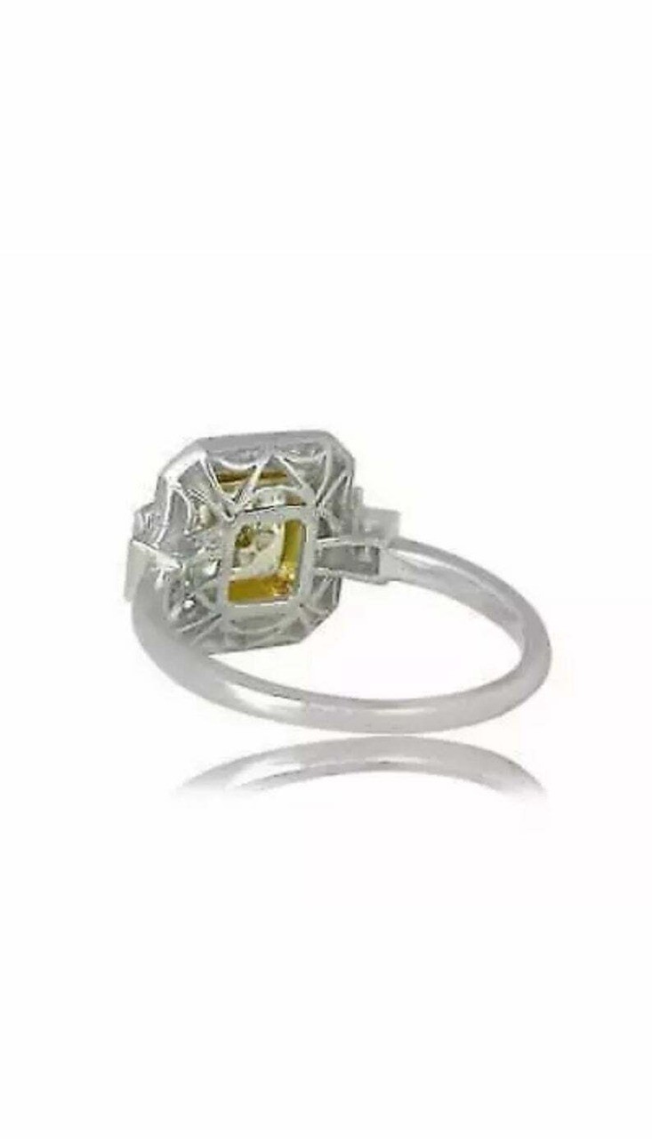Art Deco Antique Vintage 2.30 Ct Canary Diamond Wedding Ring 925 Sterling Silver