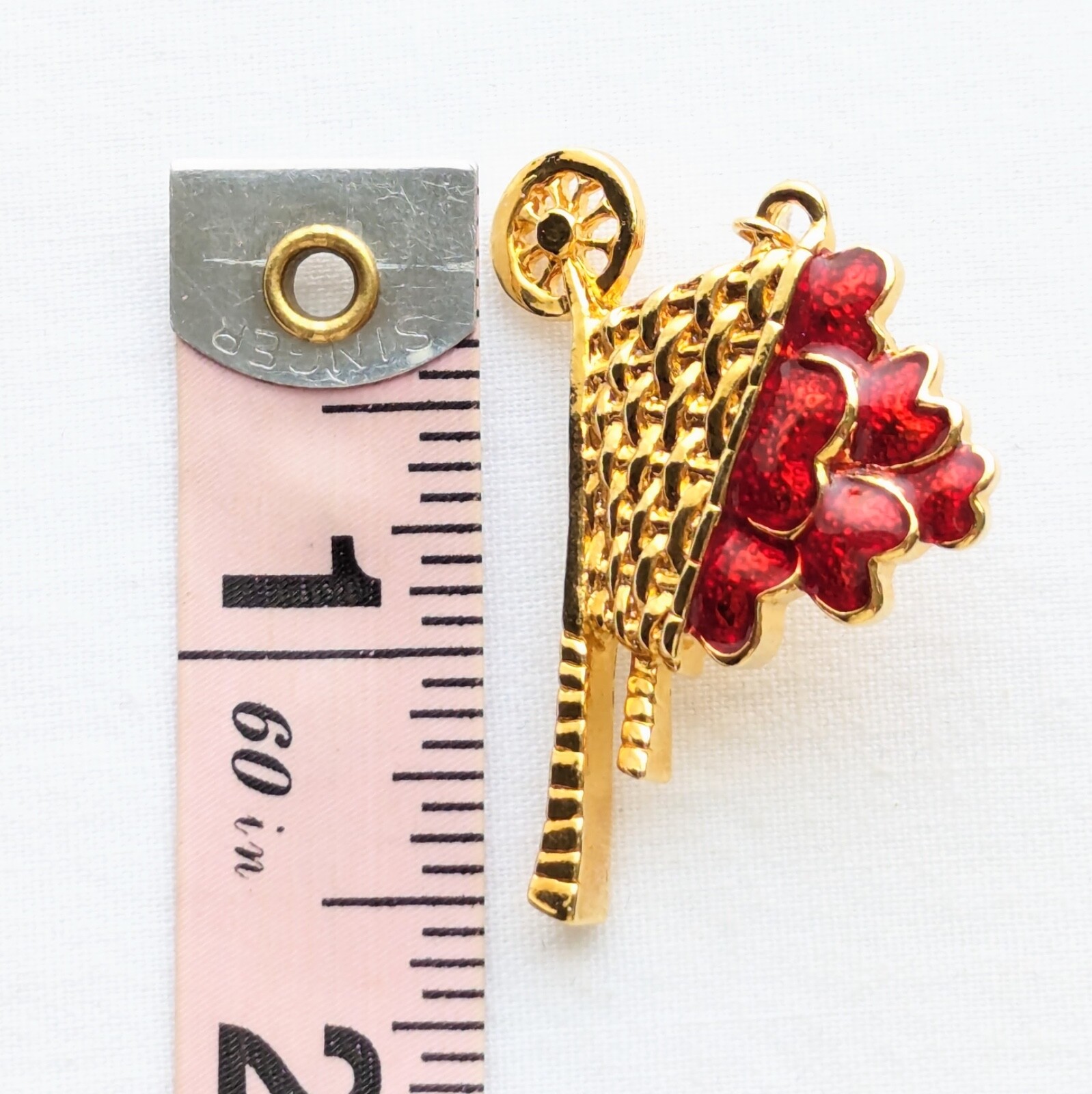 Vintage Avon Heart Wheelbarrow Brooch Pin Guillochet Enamel Signed Love Jewelry