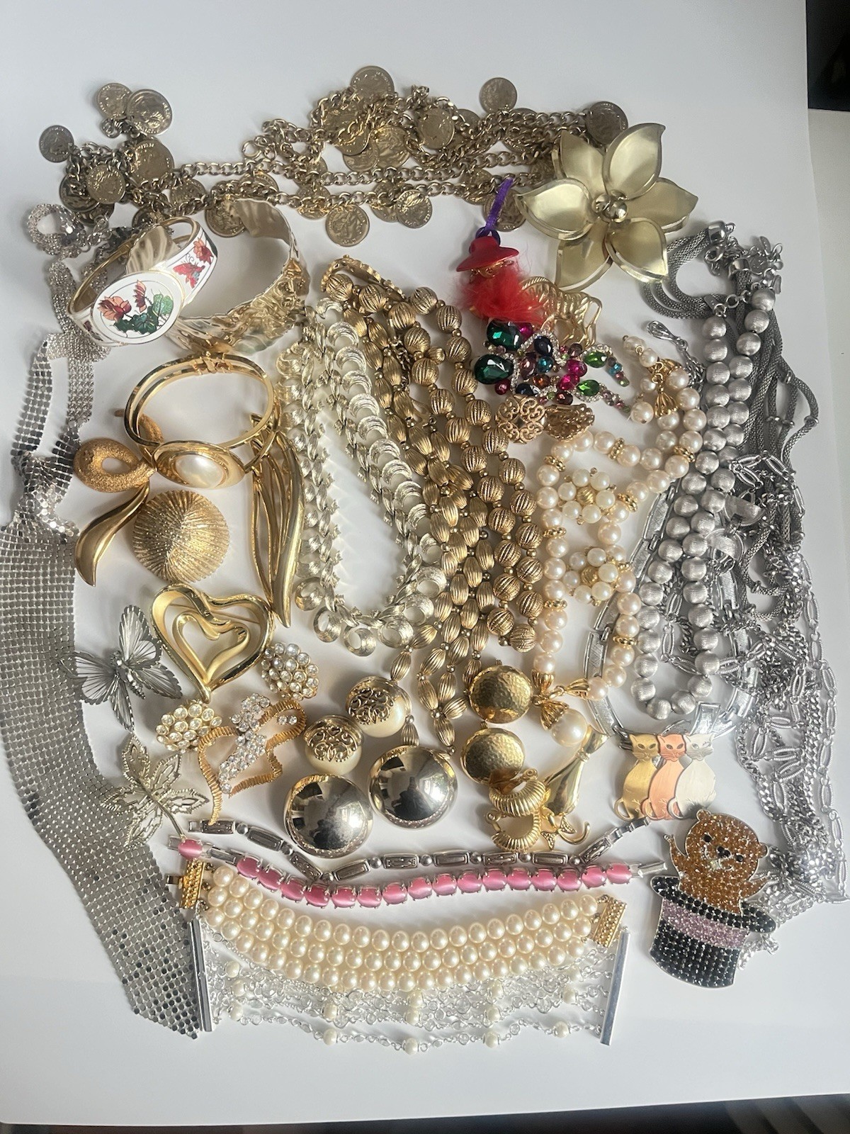 Vintage Jewelry Lot Monet AK LC Lauren Coro Lisner Green Crystal 1960-90’s