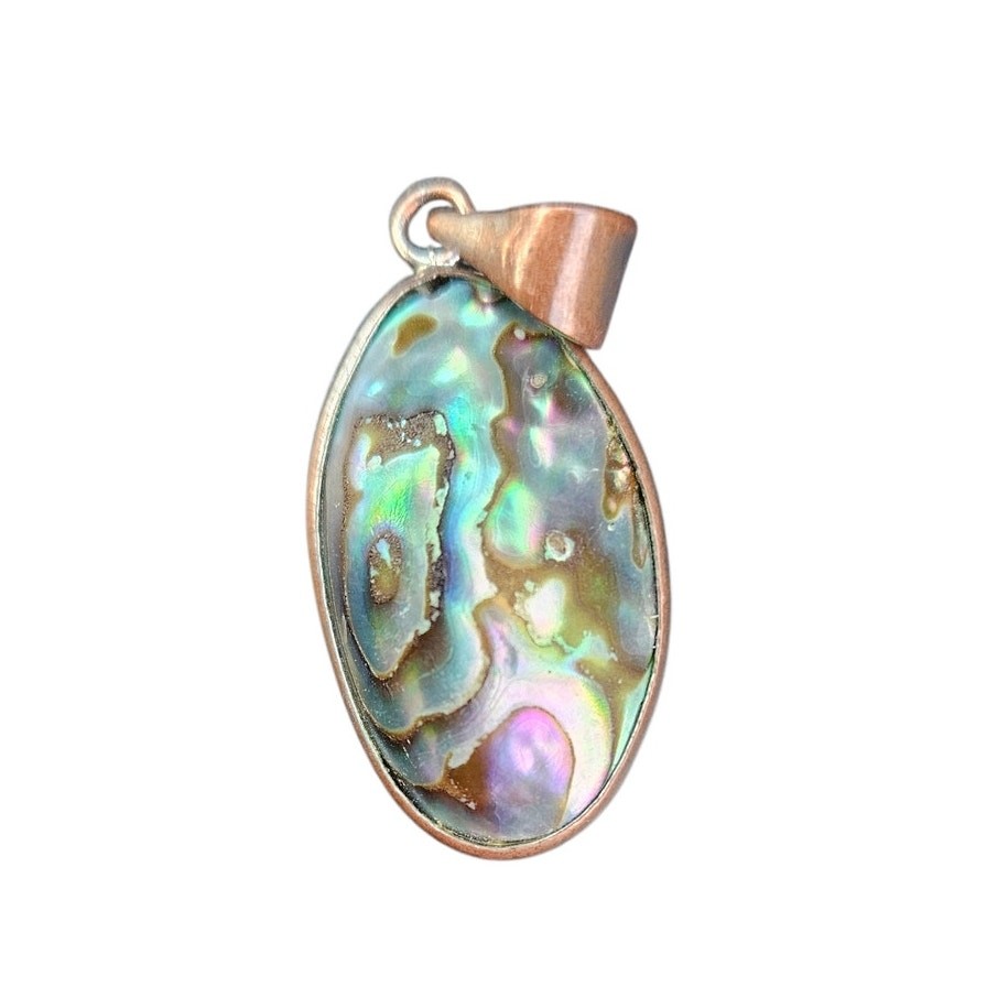 Abalone Shell Pendant Oval Paua Shell Iridescent Beach Jewelry