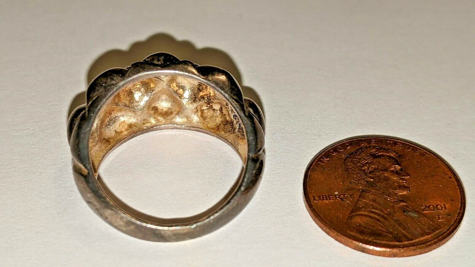 VINTAGE STERLING SILVER RING ABOUT SIZE 7 1/2 HALLMARKED SIGNED 925 TH