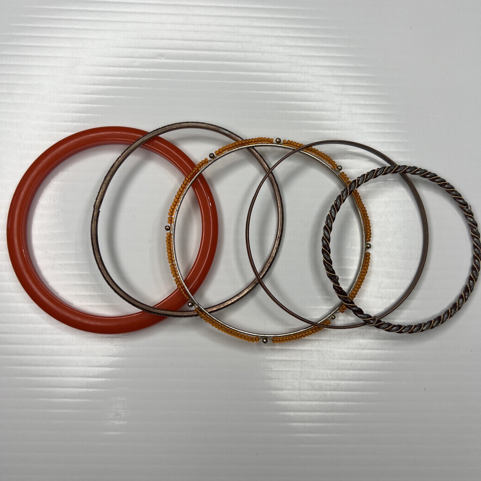 H1 Lot Orange Multicolor bangles Resin Metal Boho Hippie Glam Retro bracelets