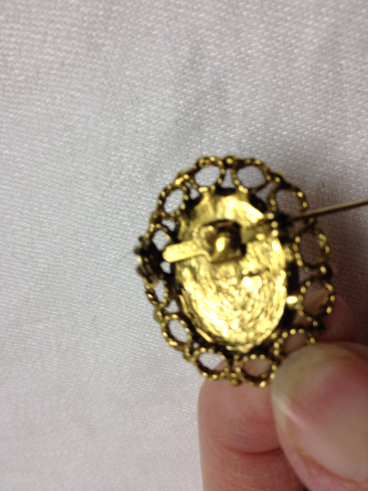 Vintage Tacoa Oval Amber Gemstone Pin
