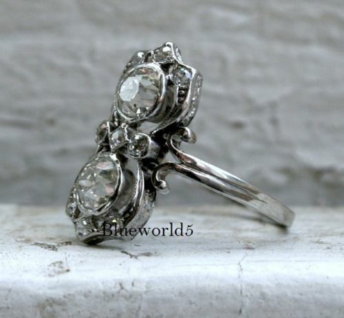 1.14Ct White Round Cut Antique Reproduction Ring In 925 Sterling Silver