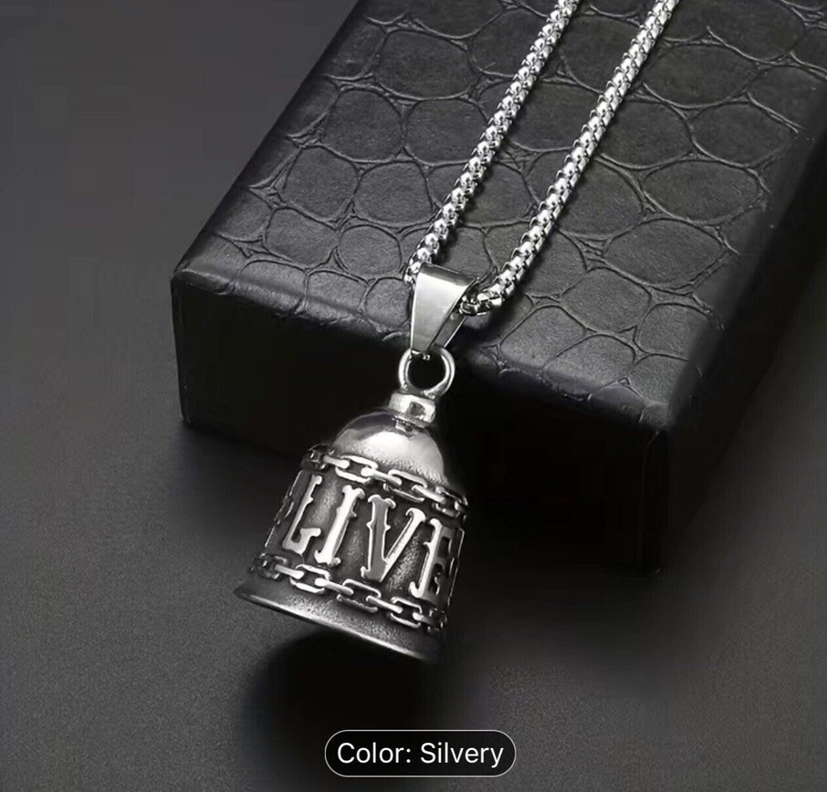 Live To Ride, Ride To Motorcycle Rider Guardian Bell Biker Free Chain Necklace