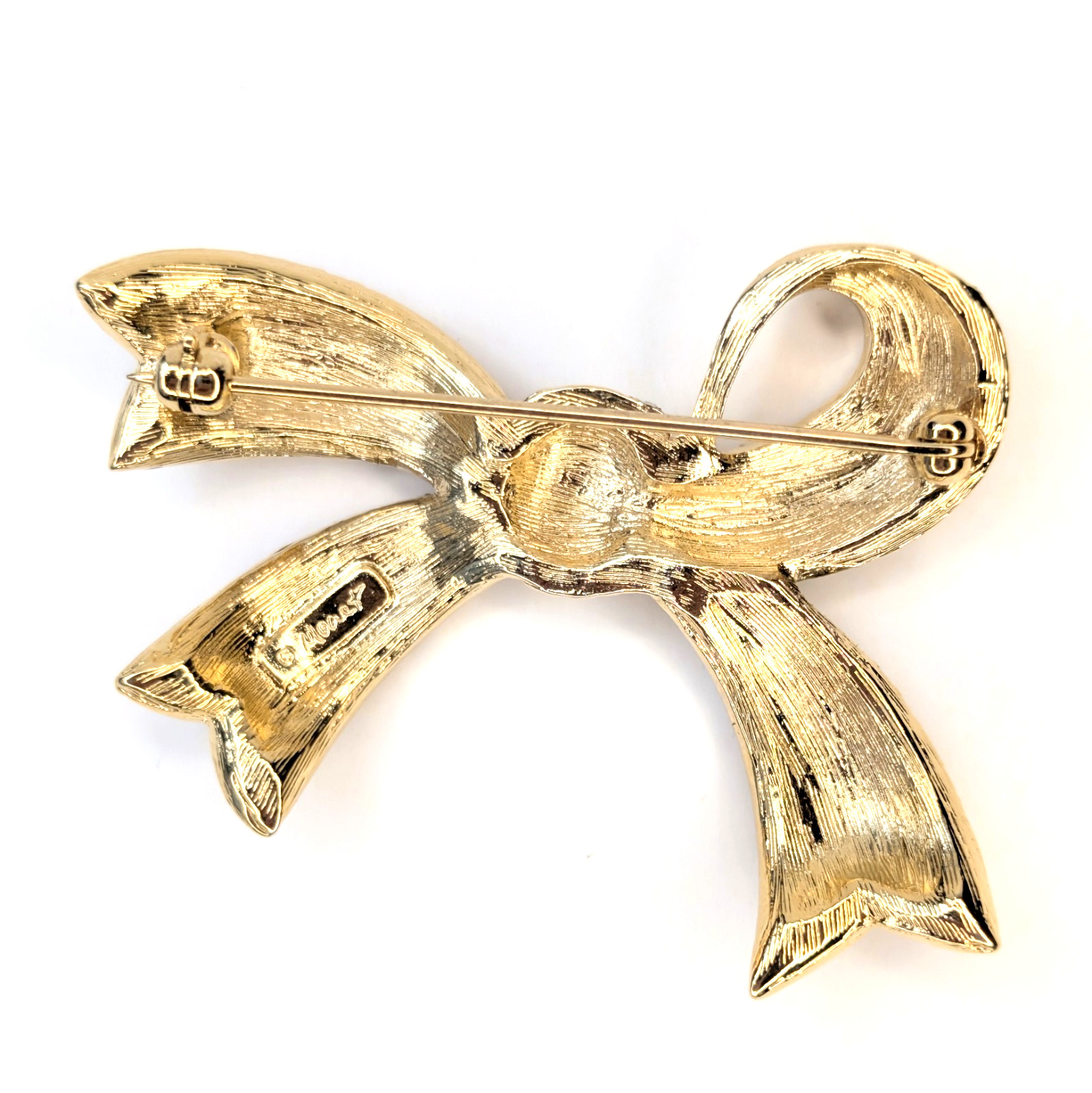 Vintage Monet Bow Brooch Gold-tone Plated Pave Clear Crystals 1980s–1990s