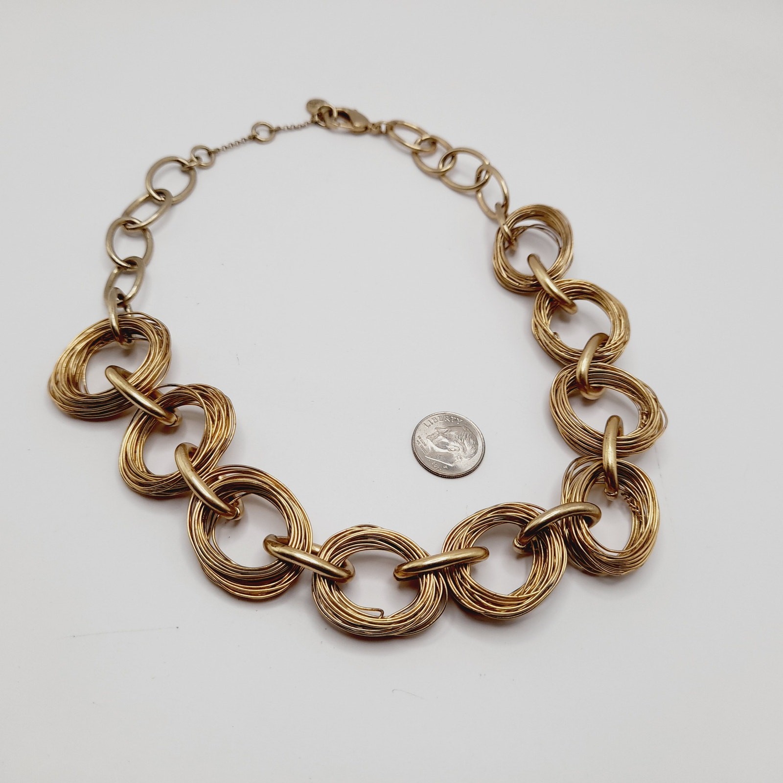 Sigrid Olsen Gold Tone Necklace Chunky Wire Wrap Link 19 Inch