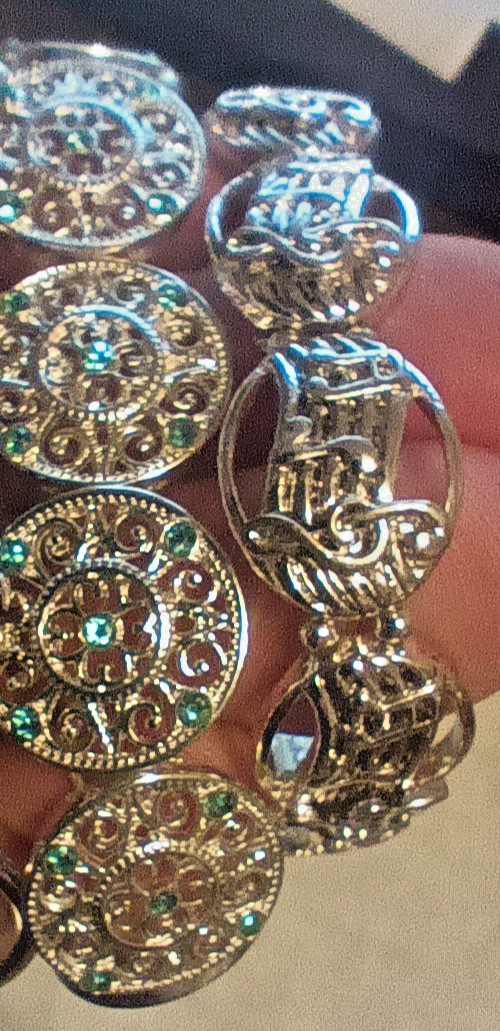 Estate Stretch Bracelet Lot of 4 Colored Rhinestones & Silverstone Music Notes