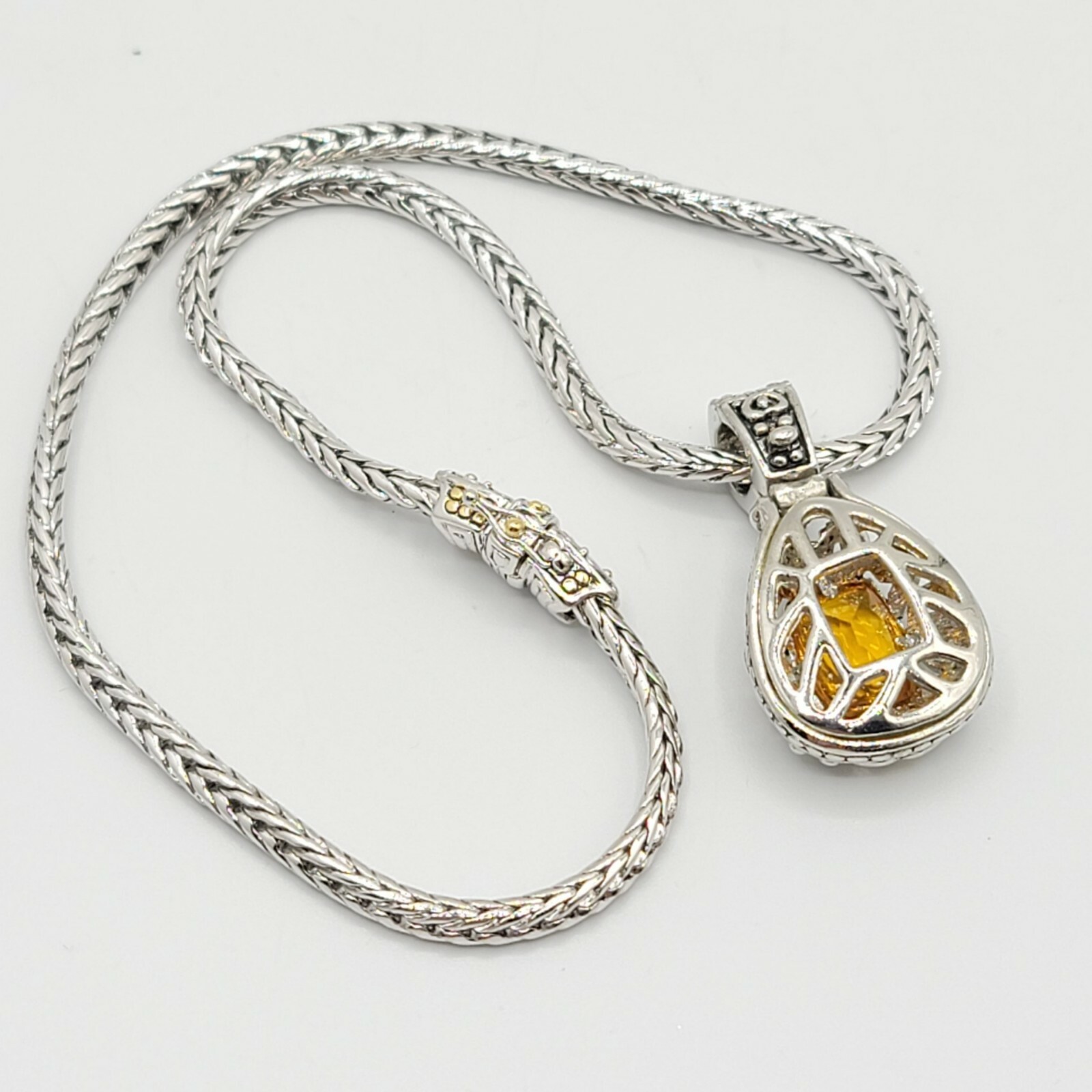 Vtg Choker Pendant Necklace Citrine Cubic Zirconia Medieval Fashion Jewelry