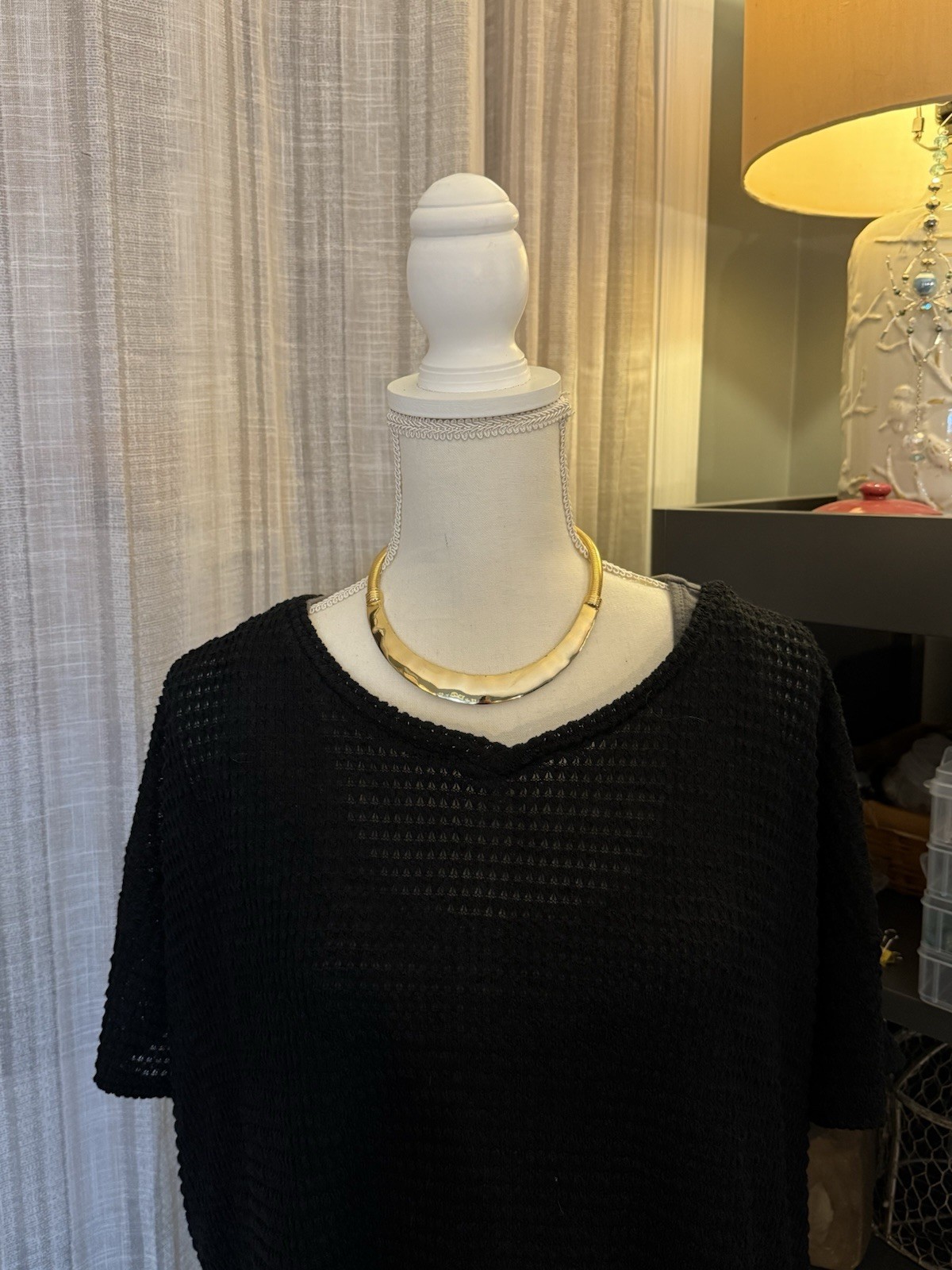 Vintage Unsigned Gay Boyer Gold Tone Stretch Omega Collar Choker Necklace 16 In
