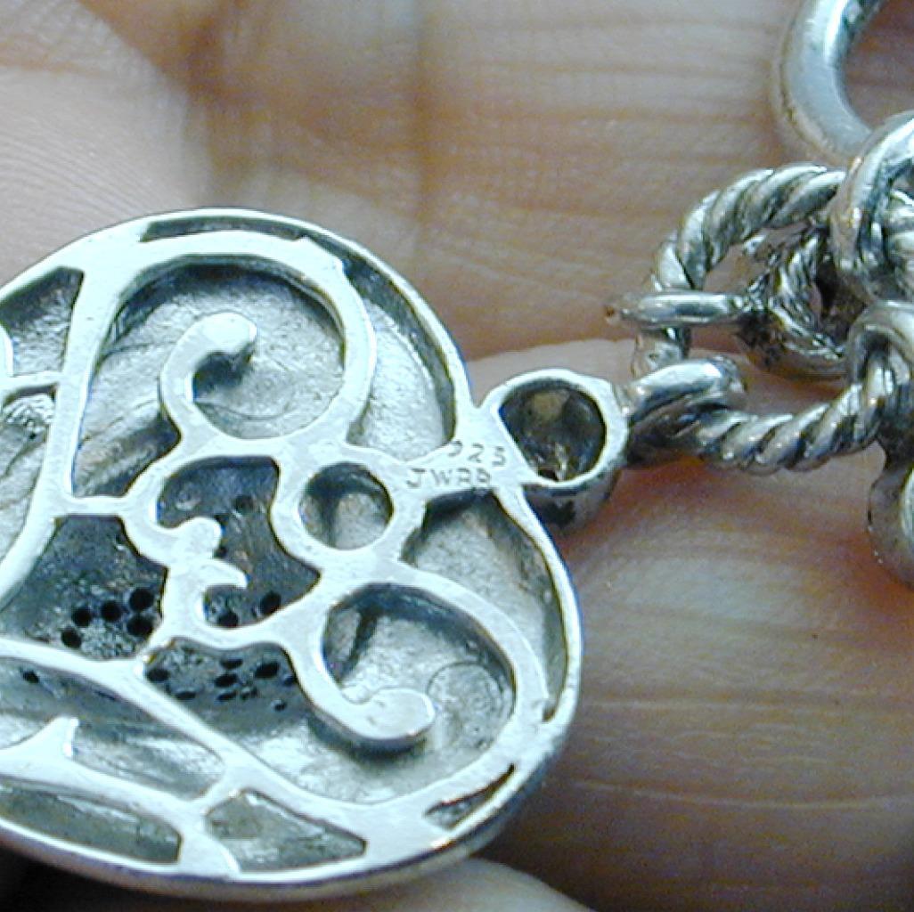 JWBR Sterling Pave Diamond Heart Lock & Key Charm Station Necklace