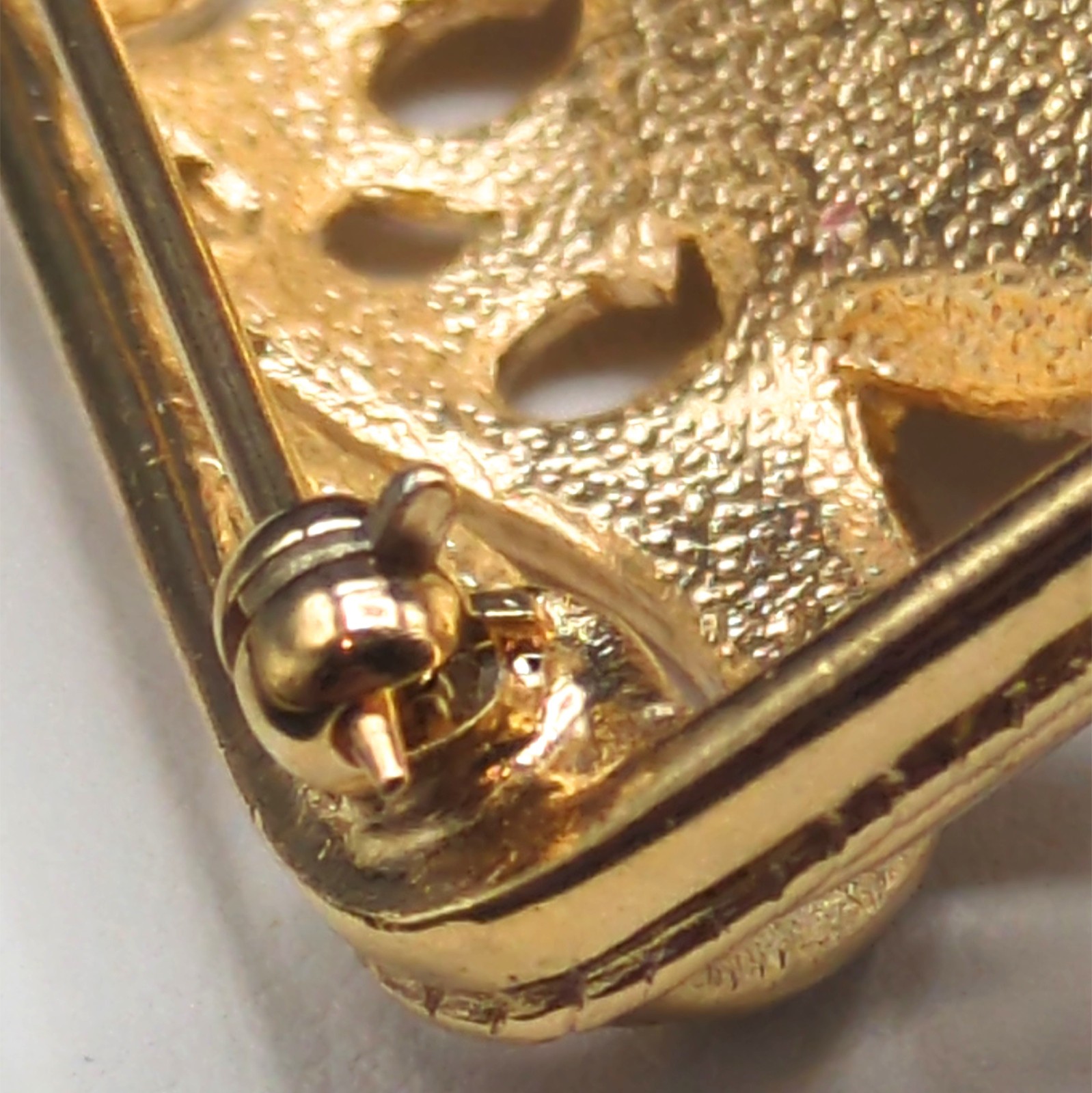 Rectangular Brooch Pin Vintage Richelieu Large Faux Pearl Cabochon Gold Tone