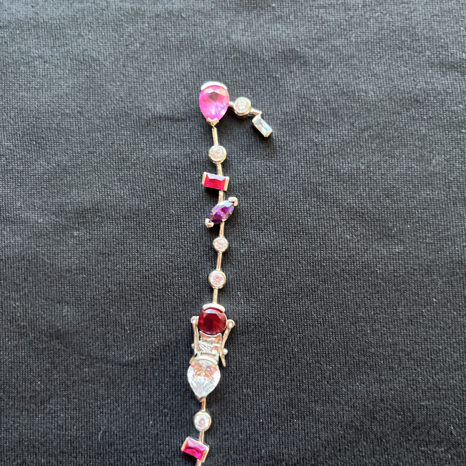HSN Sterling lab created amethyst ruby garnet Rhinestone bracelet BROKEN