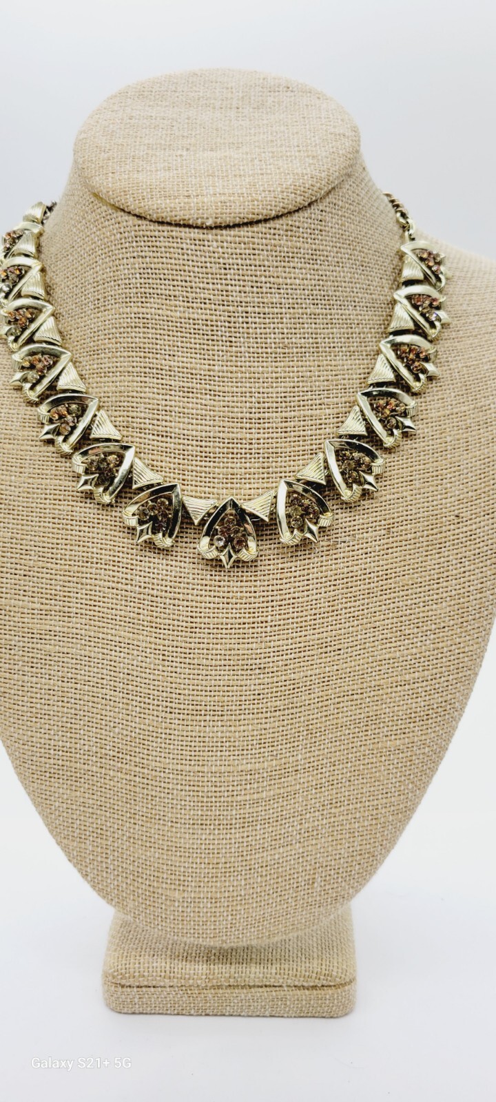 Vintage Necklace Star Aurora Borealis Crystal Runway Signed Statement 17.5 in