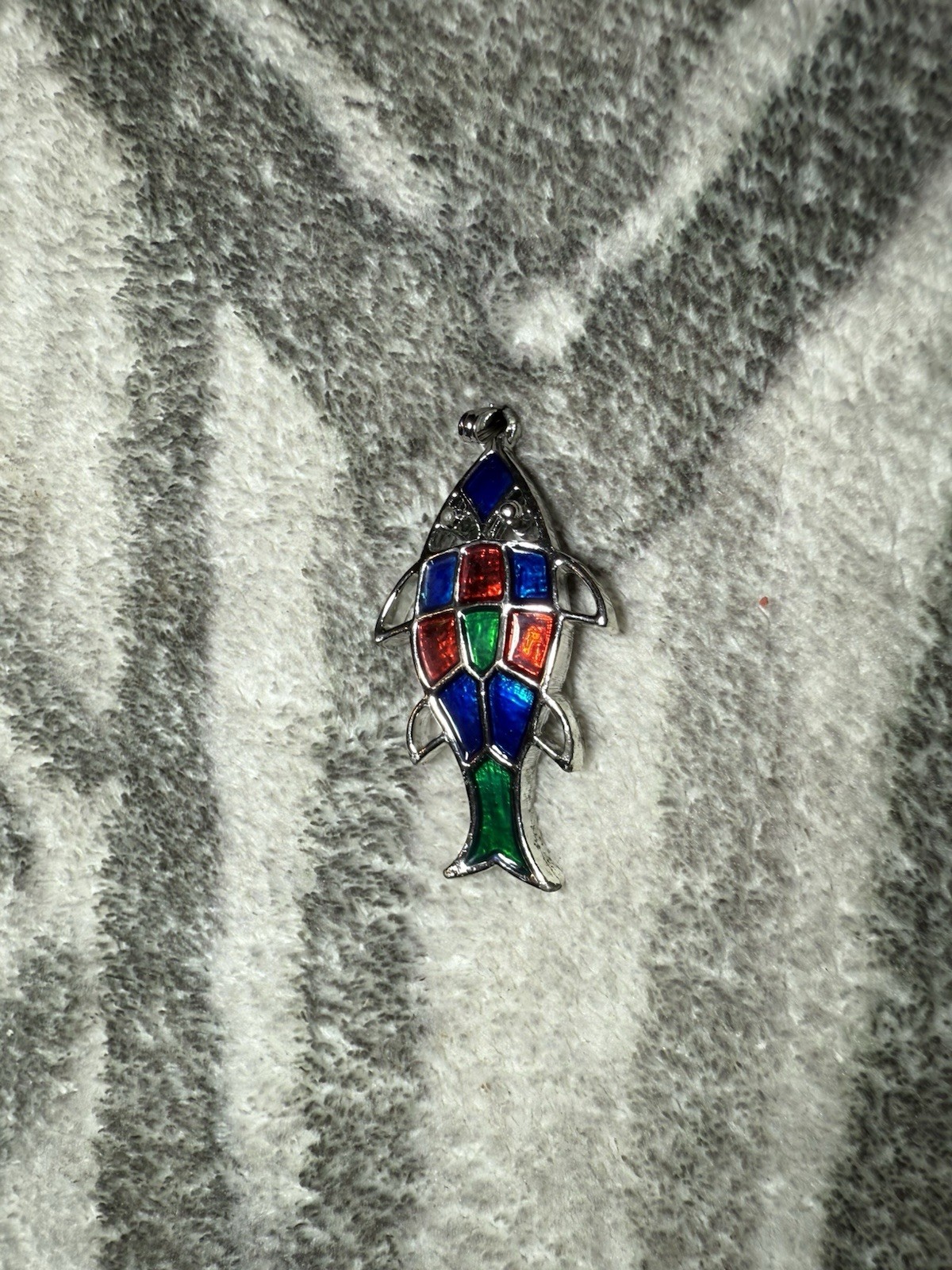 Sarah Coventry JEWELFISH Pendant Only Multicolor Stained Glass Look Silvertone