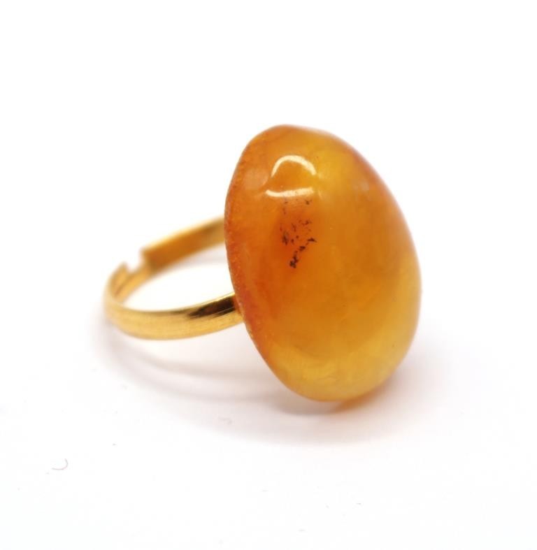 Soviet-era USSR Ring Golden Color With Honey Color Baltic Amber 92